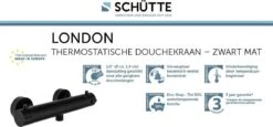 SCHÜTTE London Thermostatische Douchekraan - Hartafstand 150 Mm - Zwart Mat -Badkamerproducten Winkel 1200x558