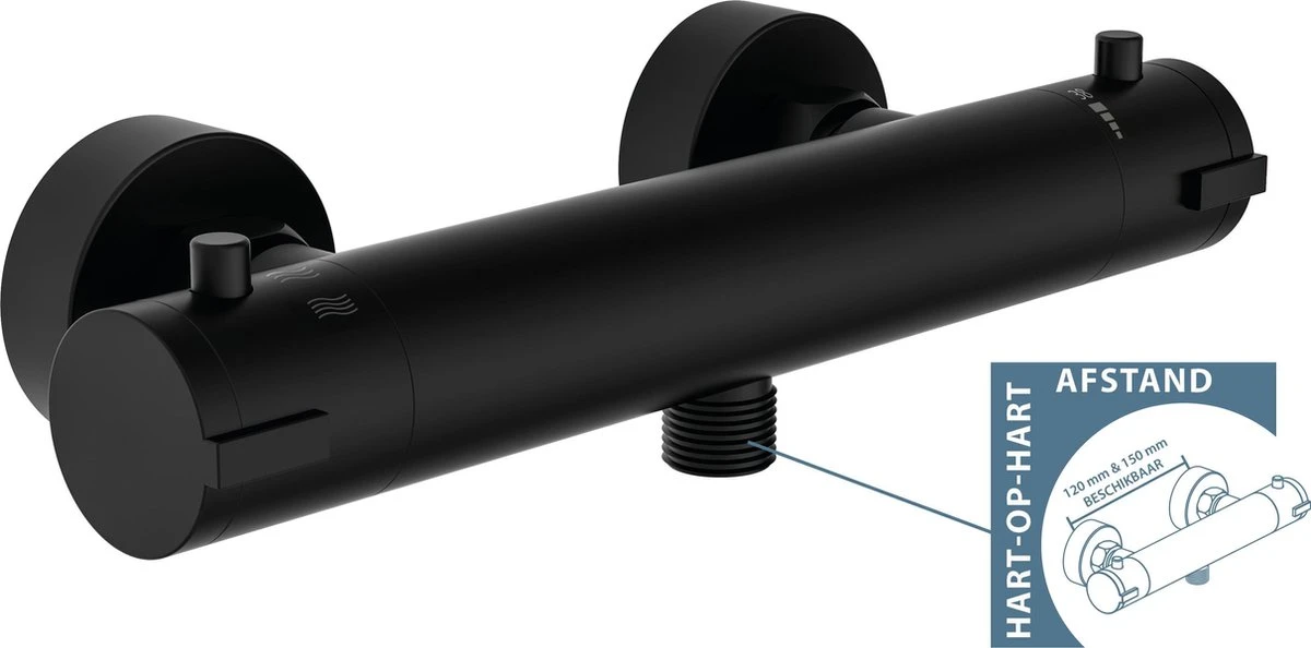 SCHÜTTE London Thermostatische Douchekraan - Hartafstand 120 Mm - Zwart Mat 6 SCHÜTTE London Thermostatische Douchekraan - Hartafstand 120 Mm - Zwart Mat - Afbeelding 4