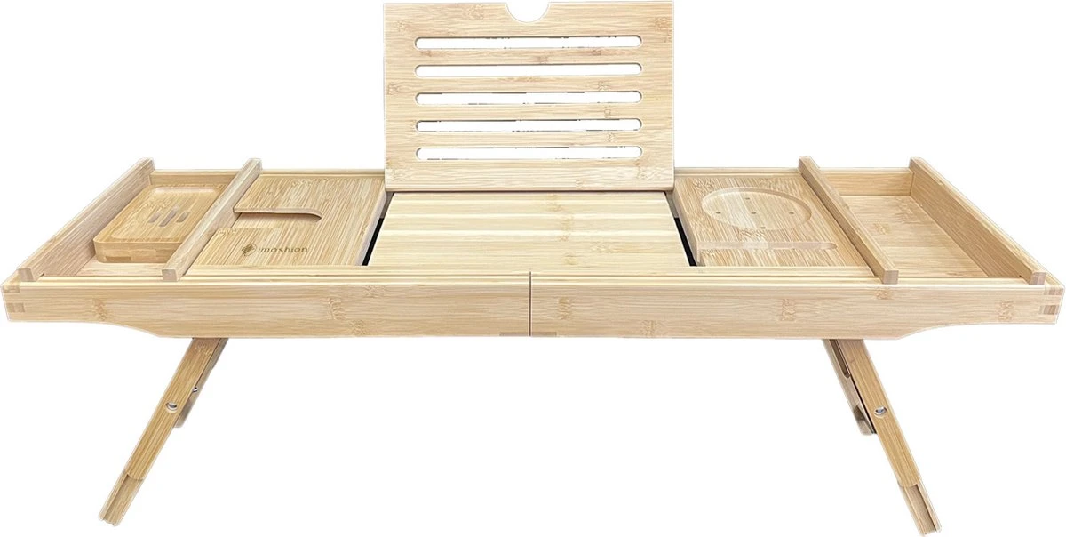 IMoshion Badplank Voor In Bad - Dienblad Inclusief Pootjes - Tablet Houder - Badrek Uitschuifbaar 75 Tot 110 Cm - Lichtbruin 10 IMoshion Badplank Voor In Bad - Dienblad Inclusief Pootjes - Tablet Houder - Badrek Uitschuifbaar 75 Tot 110 Cm - Lichtbruin - Afbeelding 8