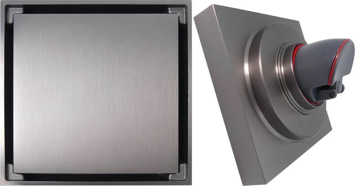 Lenga Doucheput Antraciet Vierkant - 10x10 Cm - Moderne Douche Put - Stankafsluiter - Afvoerput - Douchegoot - Doucherooster - Douchedrain