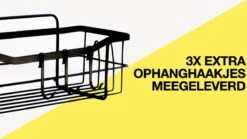 STRICX Doucherek 2 Laags Zwart - Zelfklevend Doucherek Inclusief 3 Ophanghaakjes - Doucherek Voor Badkamer / Keuken - Doucherek Met Plakstrip - Keukenrek Met Plakstrip - Badrek Douche - Kruidenrek Specerijen - Badkamerrek Douchemandje -Badkamerproducten Winkel 1200x675 19