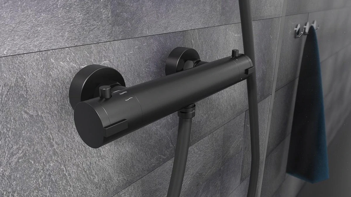 SCHÜTTE London Thermostatische Douchekraan - Hartafstand 120 Mm - Zwart Mat 7 SCHÜTTE London Thermostatische Douchekraan - Hartafstand 120 Mm - Zwart Mat - Afbeelding 5