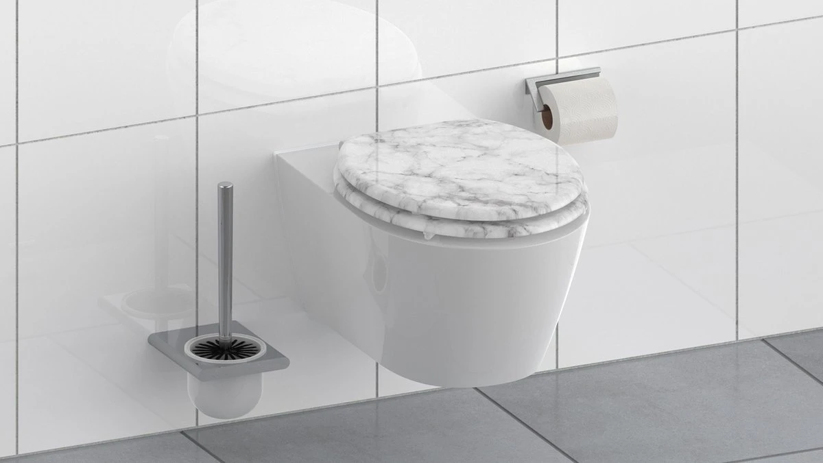 SCHÜTTE WC-Bril 80194 MARMOR STONE - MDF-Hout - Soft Close - Verchroomde Scharnieren - Decor - 3-zijdige Print 7 SCHÜTTE WC-Bril 80194 MARMOR STONE - MDF-Hout - Soft Close - Verchroomde Scharnieren - Decor - 3-zijdige Print - Afbeelding 5