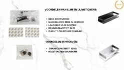 Merkloos Doucherek- Douchemand- Badkamerrek- Badkamer Organiser- Badkamer Organizer-Rekje Voor In De Douche- Badkamer Plank-Rekje Voor Shampoo- RVS- Zonder Boren- Zelfklevend- Rechthoek Vorm- Met Of Zonder Schroeven- Ophangbaar- Met Lijm- 40 Cm- Zwart -Badkamerproducten Winkel 1200x681 1