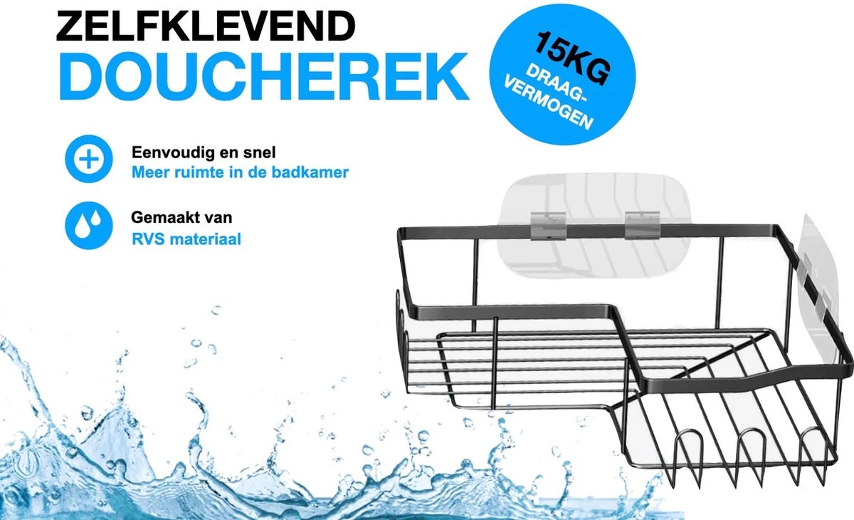 STRICX Doucherekhoek 2 Laags Zwart - Zonder Boren - Zelfklevend Doucherek - Doucherek - Doucherek Voor Badkamer/ Keuken - Doucherek Met Plakstrip - Keukenrek Met Plakstrip - Badrek Douche – Doucherek Hoekvorm - Badkamerrek Douchemandje 6 STRICX Doucherekhoek 2 Laags Zwart - Zonder Boren - Zelfklevend Doucherek - Doucherek - Doucherek Voor Badkamer/ Keuken - Doucherek Met Plakstrip - Keukenrek Met Plakstrip - Badrek Douche – Doucherek Hoekvorm - Badkamerrek Douchemandje - Afbeelding 4
