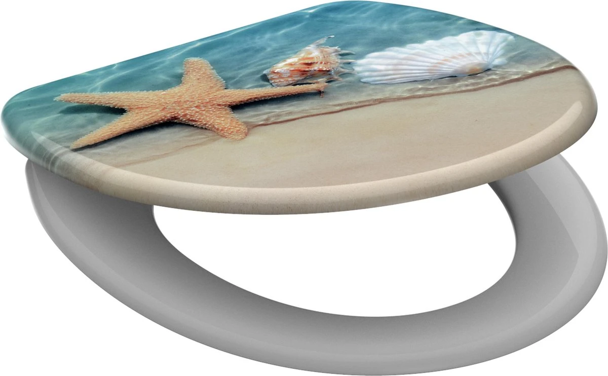 SCHÜTTE WC-Bril 82196 BEACH - Duroplast - Soft Close - Verchroomde Scharnieren - Decor - 1-zijdige Print 4 SCHÜTTE WC-Bril 82196 BEACH - Duroplast - Soft Close - Verchroomde Scharnieren - Decor - 1-zijdige Print - Afbeelding 2