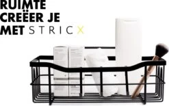 STRICX Doucherek 2 Laags Zwart - Zelfklevend Doucherek Inclusief 3 Ophanghaakjes - Doucherek Voor Badkamer / Keuken - Doucherek Met Plakstrip - Keukenrek Met Plakstrip - Badrek Douche - Kruidenrek Specerijen - Badkamerrek Douchemandje -Badkamerproducten Winkel 1200x751 1