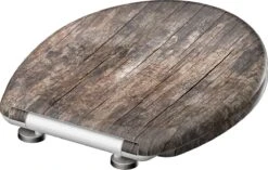 SCHÜTTE WC-Bril 82368 OLD WOOD - Duroplast - Soft Close - Afklikbaar - RVS-Scharnieren - Decor - 3-zijdige Print -Badkamerproducten Winkel 1200x761 7