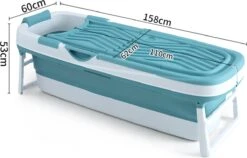 Livista® - Opvouwbaar XXL Bad - Blauw - Zitbad - Inklapbaar - Bath Bucket - 158 CM LANG - XXL - Incl. Onderwater LED Lichten En Rugkussen -Badkamerproducten Winkel 1200x770 2