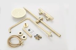 Wesseling & Bos Doucheset - Regendouche Mat Goud Geborsteld - Doucheset Met Thermostaatkraan - Atlanta -Badkamerproducten Winkel 1200x796 1