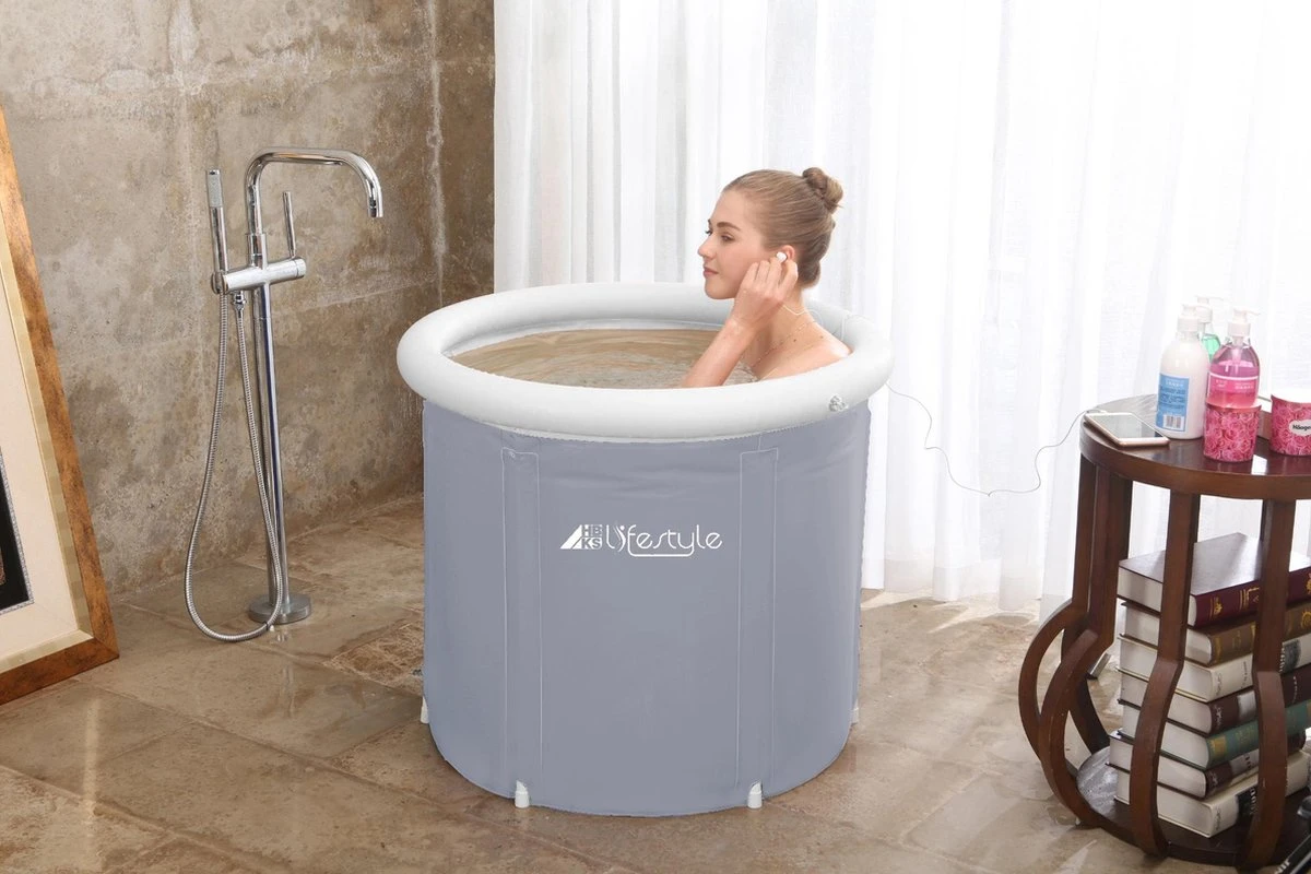 HBKS Zitbad - Bath Bucket - Ice Bath - Dompelbad - Voor Volwassenen En Kinderen - Inclusief Tas - Ijsbad Wim Hof Methode - Inclusief Ijsbad Ebook - Grijs 6 HBKS Zitbad - Bath Bucket - Ice Bath - Dompelbad - Voor Volwassenen En Kinderen - Inclusief Tas - Ijsbad Wim Hof Methode - Inclusief Ijsbad Ebook - Grijs - Afbeelding 4