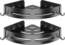 Doucherek 2 Stuks - Douchemand - Hangend Hoek - Telescopisch - Zonder Boren - Zwart - RVS -Badkamerproducten Winkel 1200x831