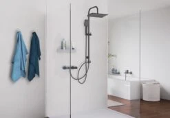 SCHÜTTE Mallorca Douchesysteem - Regendouche - 95 Cm Stang - Wandhouder In Hoogte Verstelbaar - Mat Zwart -Badkamerproducten Winkel 1200x834 2