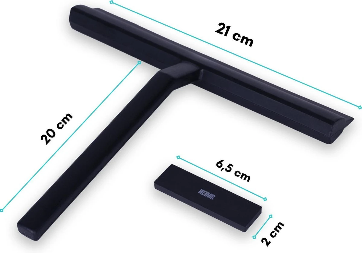 Douchewisser Zwart Met Magneetstrip - Badkamer Accessoires - Raamwisser - Trekker Douche - Silicone - 21cm X 20cm 12 Douchewisser Zwart Met Magneetstrip - Badkamer Accessoires - Raamwisser - Trekker Douche - Silicone - 21cm X 20cm - Afbeelding 10