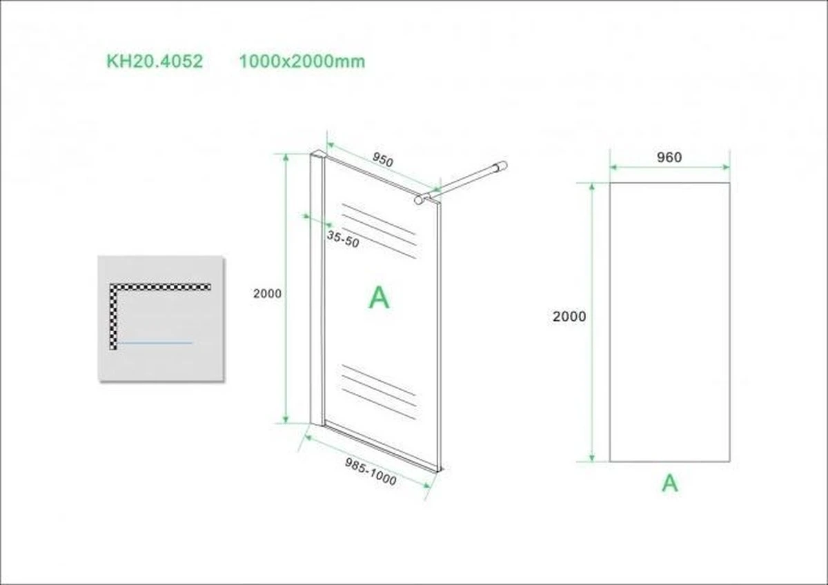 Wiesbaden Eco Inloopdouche + Muurprofiel - 8 Mm Nano - 100 X 200 Cm 13 Wiesbaden Eco Inloopdouche + Muurprofiel - 8 Mm Nano - 100 X 200 Cm - Afbeelding 11