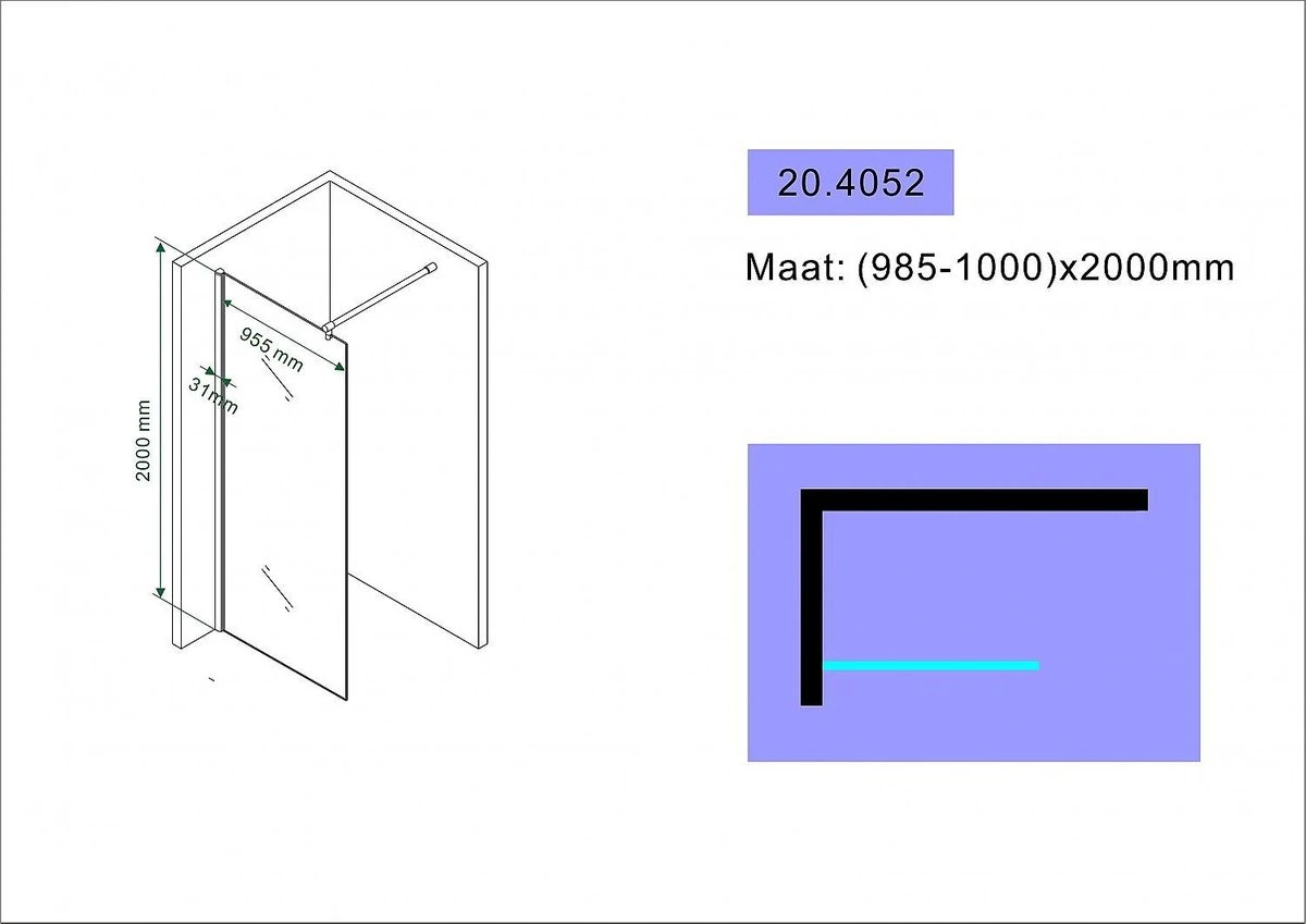 Wiesbaden Eco Inloopdouche + Muurprofiel - 8 Mm Nano - 100 X 200 Cm 5 Wiesbaden Eco Inloopdouche + Muurprofiel - 8 Mm Nano - 100 X 200 Cm - Afbeelding 3
