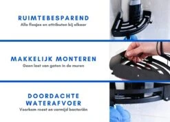 Doucherek Zonder Boren Badkamer Accessoires Zelfklevend | Douchemandje | Badrek | Douche Rek Zwart | Hoekrek Hangend | Blueplato® -Badkamerproducten Winkel 1200x866