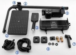 Merkloos Compleet Douchesysteem | ABS Doucheset | Mat Zwarte Hoofddouche En Handdouche | Vierkante Regendouche Voor Badkamer | Verstelbaar | Temperatuur Display | 360° Draaibaar -Badkamerproducten Winkel 1200x869