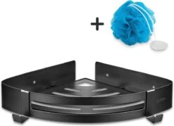 Doucherek Zonder Boren Badkamer Accessoires Zelfklevend | Douchemandje | Badrek | Douche Rek Zwart | Hoekrek Hangend | Blueplato® -Badkamerproducten Winkel 1200x872