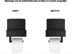 SHATY® WC Rolhouder - Toiletrolhouder - Opbergvak - Bakje - Plankje - Zonder Boren- WC Papier Houder - Toilet Papier Houder - Zwart - Badkameraccessoire - Toiletaccessoire - Inclusief Handoekhaak -Badkamerproducten Winkel 1200x911