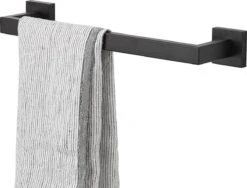 Handdoekrek - RVS - Badkameraccessoires - Keukenaccessoires - Mat Zwart - 40 Cm