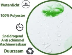 Douchegordijn 120x200 Cm (Small) - Met Ophangringen - Makkelijk Te Bevestigen - Waterdicht - Polyester - Sneldrogend En Anti Schimmel - Wasbaar En Duurzaam - Green Petals -Badkamerproducten Winkel 1200x925