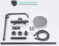 LOMAZOO Regendouche Met Thermostaatkraan - Douche Badkamer - Gun Metal / Antraciet [LYNN] -Badkamerproducten Winkel 1200x934 1