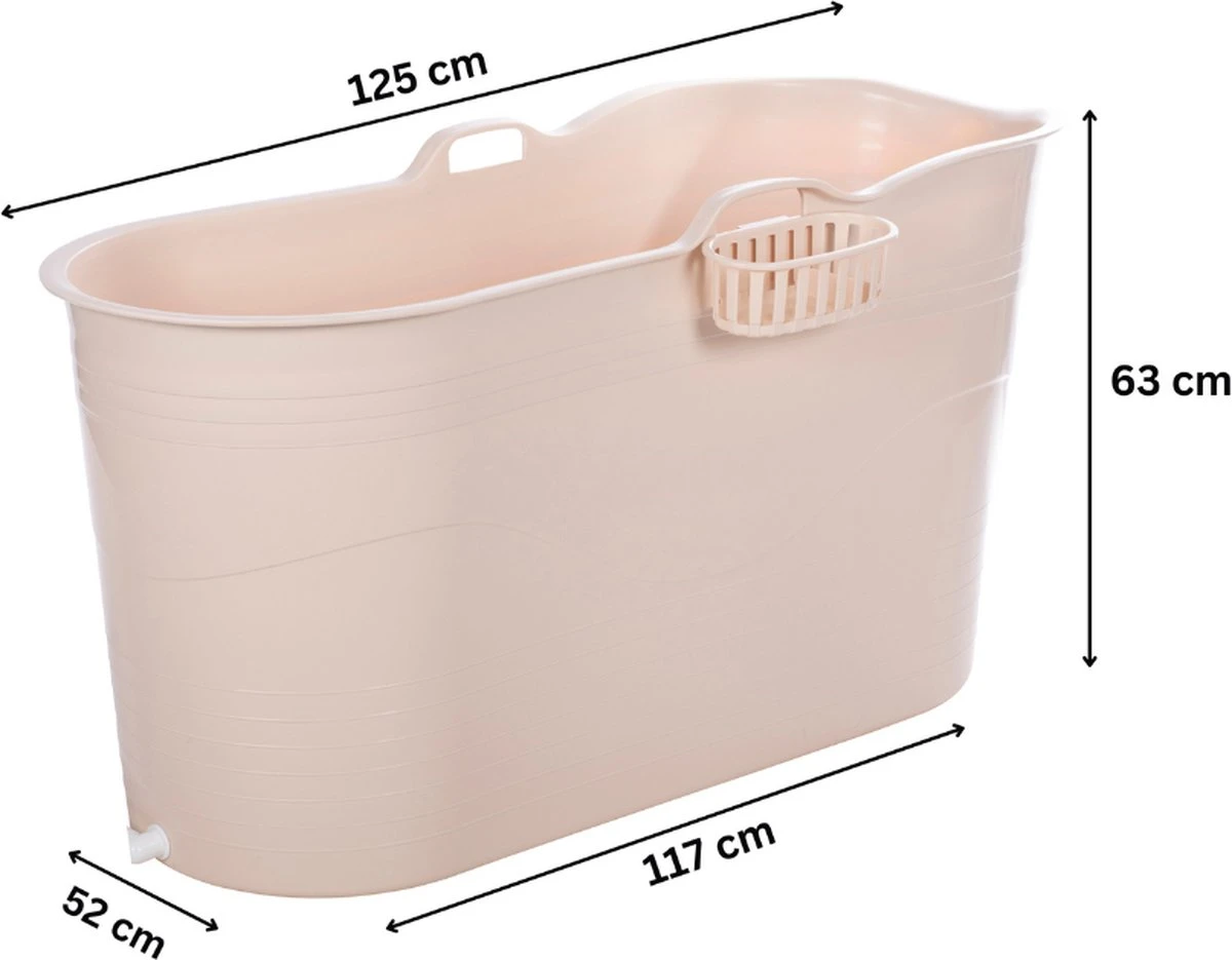 HelloBath® - Bath Bucket - XL - 125 Cm - Brazilian Sand - Zitbad - Ligbad (Verzending In Doos) - Incl. Badplank En Kraantje 13 HelloBath® - Bath Bucket - XL - 125 Cm - Brazilian Sand - Zitbad - Ligbad (Verzending In Doos) - Incl. Badplank En Kraantje - Afbeelding 11