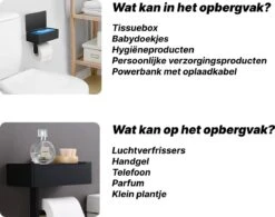 SHATY® WC Rolhouder - Toiletrolhouder - Opbergvak - Bakje - Plankje - Zonder Boren- WC Papier Houder - Toilet Papier Houder - Zwart - Badkameraccessoire - Toiletaccessoire - Inclusief Handoekhaak -Badkamerproducten Winkel 1200x947 2