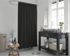 MLN Basics® Douchegordijn | Zwart | 180x200 Cm | Inclusief Ringen | Anti-schimmel