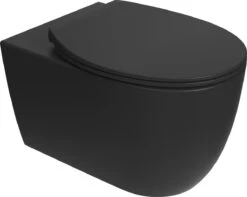 Viidako – Paskii Toiletpot – Mat Zwart – Design - Rimless – INCLUSIEF Softclose Zitting – Quick Release - Hangend/zwevend Toilet