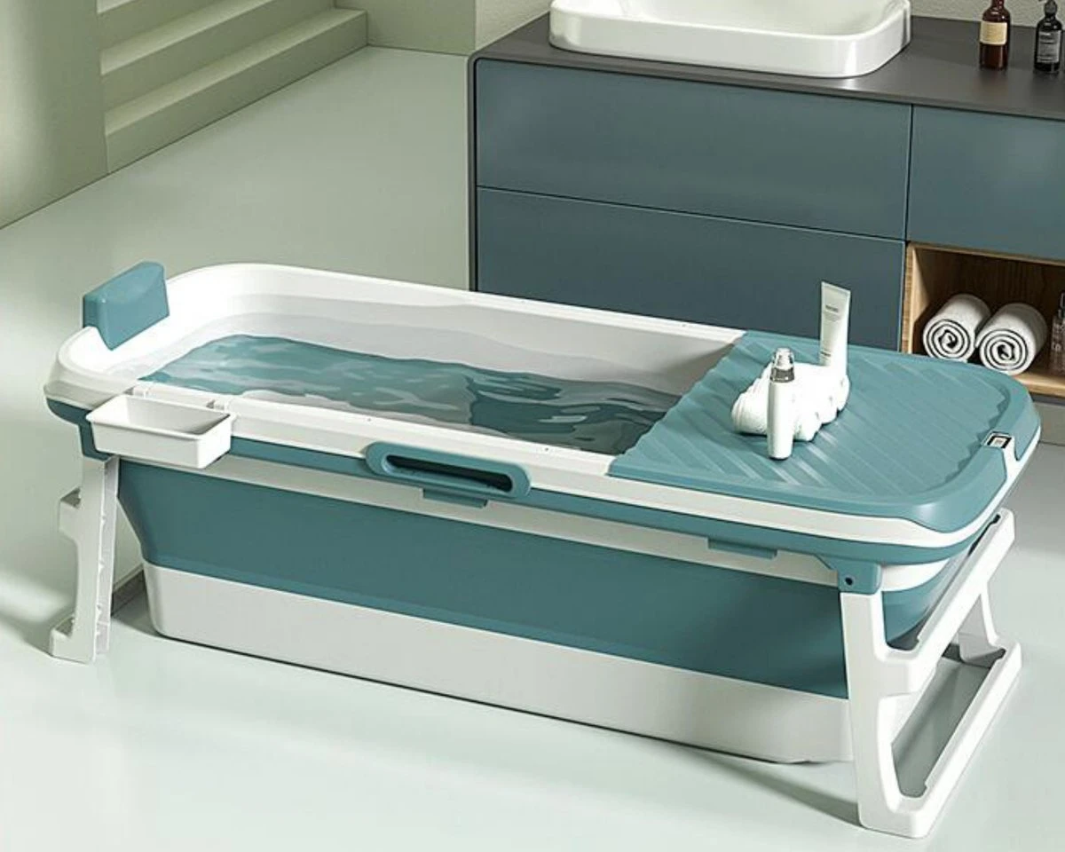 Livista® - Opvouwbaar Bad - Blauw - Zitbad - Inklapbaar - Bath Bucket - 150 CM LANG - XL - Incl. Thermometer & Onderwater LED Lichten 4 Livista® - Opvouwbaar Bad - Blauw - Zitbad - Inklapbaar - Bath Bucket - 150 CM LANG - XL - Incl. Thermometer & Onderwater LED Lichten - Afbeelding 2