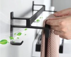 Merkloos Cgoods Handdoekrek Dubbele Stang Zonder Boren - Handdoekrek Badkamer - Handdoekhouder - Handdoekstang - 60CM -Badkamerproducten Winkel 1200x961