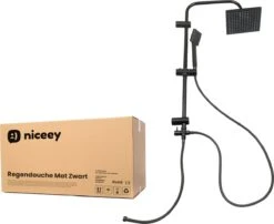 Niceey Doucheset - Regendouche - Handdouche - Verstelbaar - Vierkant - Mat Zwart -Badkamerproducten Winkel 1200x982