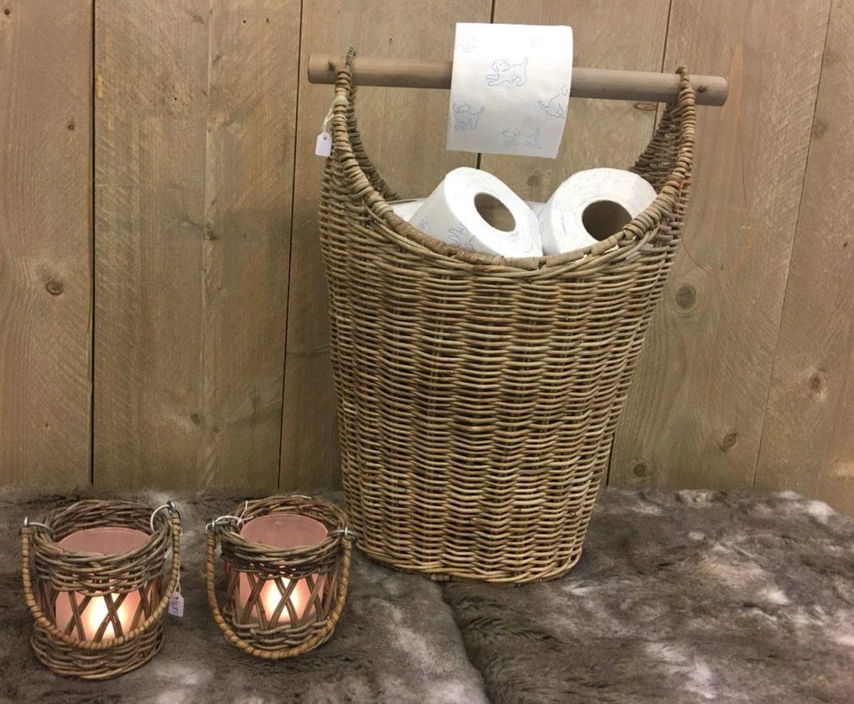 Toilet Rolhouder - Toilet Basket - Riet - Reserverolhouder - Opbergmand - Toiletrolhouder - Rattan - Wc - Rolhouder - Rollenmand 5 Toilet Rolhouder - Toilet Basket - Riet - Reserverolhouder - Opbergmand - Toiletrolhouder - Rattan - Wc - Rolhouder - Rollenmand - Afbeelding 3