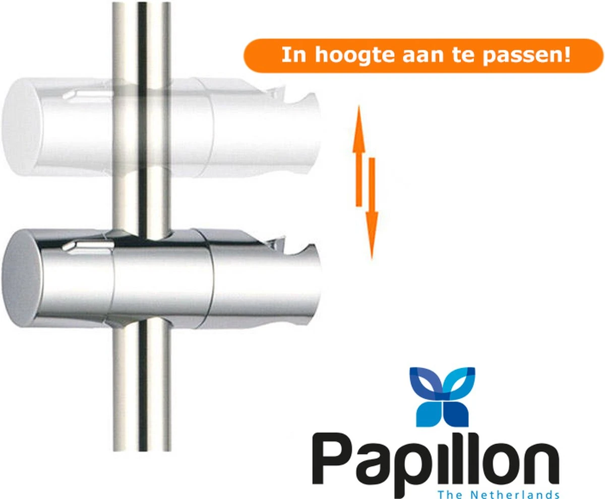 Merkloos Universeel Glijstuk - Chroom - 25 Mm - Handdouchehouder - Papillon 4 Merkloos Universeel Glijstuk - Chroom - 25 Mm - Handdouchehouder - Papillon - Afbeelding 2