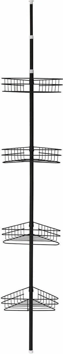 SensaHome Telescopisch Douche Rek Met 4 Lagen - Verstelbaar Bad / Douche Hoekrek Opbergrek - Uitschuifbaar Van 145-250 Cm - Zwart 12 SensaHome Telescopisch Douche Rek Met 4 Lagen - Verstelbaar Bad / Douche Hoekrek Opbergrek - Uitschuifbaar Van 145-250 Cm - Zwart - Afbeelding 10