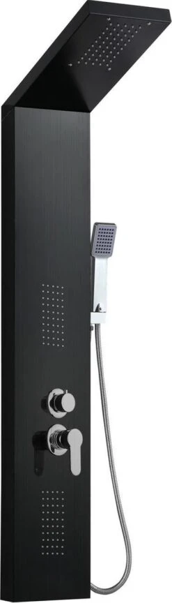 Badplaats Douchepaneel Aras - Zwart - Regendouche Met Mengkraan En Douchekop