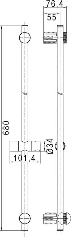 Ben Elan - Glijstang - Ronde Douchestang Voor Handdouche - 68cm - Chroom -Badkamerproducten Winkel 360x1200 1