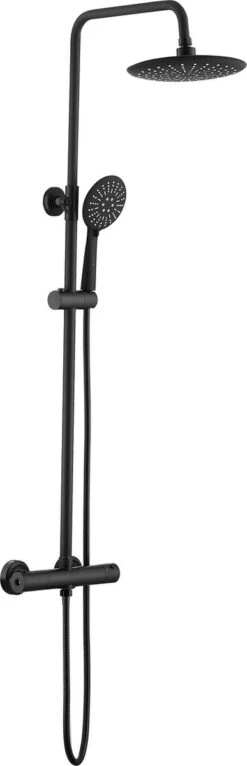 Wesseling & Bos Doucheset - Regendouche Mat Zwart - Zwarte Doucheset Met Thermostaatkraan