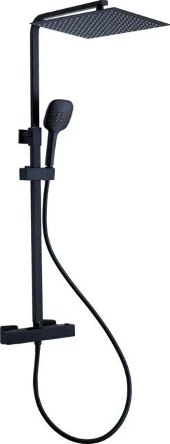 Viidako Kimii Doucheset Opbouw Compleet – Mat Zwart – Vierkant 30 Cm X 30 Cm - Sedal Binnenwerk -Thermostaatkraan – Zeer Goede Kwaliteit – RVS En Messing – Design -Badkamerproducten Winkel 459x1200