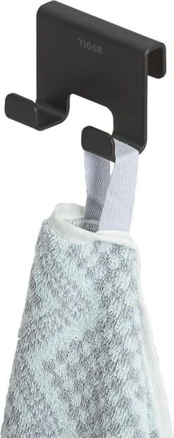 Tiger Caddy - Douchehaak - Glaspaneel Dikte 6-8 Mm - 3,5 X 7 X 5 Cm - Zwart -Badkamerproducten Winkel 478x1200