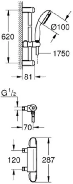 GROHE Grohtherm 1000 Thermostatische Douchekraan - 12 Cm - Chroom - 34153004 -Badkamerproducten Winkel 480x1200