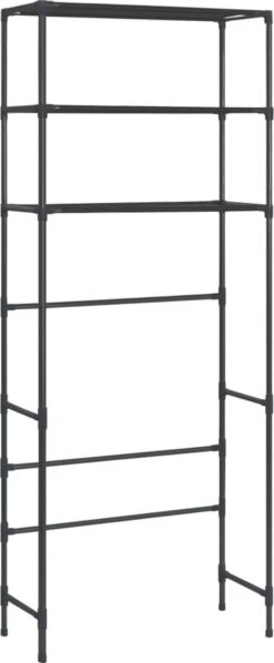 VidaXL Opbergrek Voor Boven Wasmachine 3-laags 69x28x169 Cm Zwart -Badkamerproducten Winkel 496x1200 1