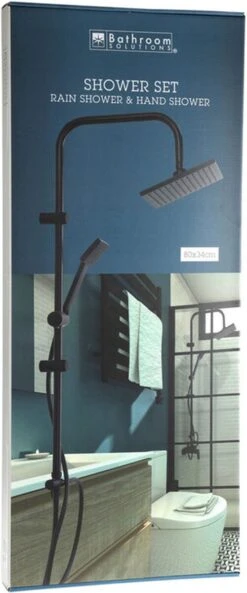 Bathroom Solutions Regendouche Set MET Handdouche 150cm - Matzwart -Badkamerproducten Winkel 500x1200
