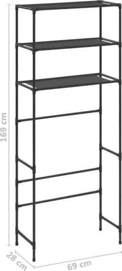 VidaXL Opbergrek Voor Boven Wasmachine 3-laags 69x28x169 Cm Zwart -Badkamerproducten Winkel 541x1200 1