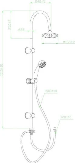 SCHÜTTE Jamaica Fresh Douchesysteem - Regendouche - 102 Cm Stang - Chroom -Badkamerproducten Winkel 552x1200