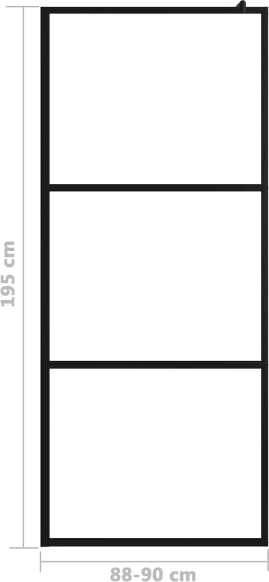 VidaXL Inloopdouchewand Transparant 90x195 Cm ESG-glas Zwart 9 VidaXL Inloopdouchewand Transparant 90x195 Cm ESG-glas Zwart - Afbeelding 7
