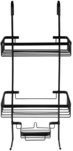 Recalma Doucherek 3 Laags - Monteren Zonder Boren - Zwart - Zuignap - Ook Voor Grote Flessen - Opbergrek Douche - 3 Etages -Badkamerproducten Winkel 581x1200