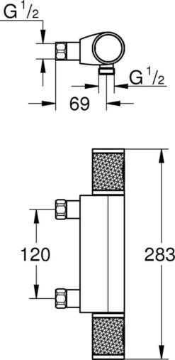 GROHE Grohtherm 1000 Performance Thermostatische Douchekraan - 12cm - Zonder Koppelingen - Chroom - 34778000 -Badkamerproducten Winkel 585x1200 4